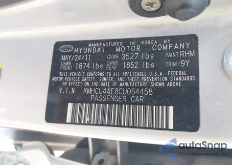 2012 Hyundai Accent Gls from USA, damaged, VIN KMHCU4AE8CU064458